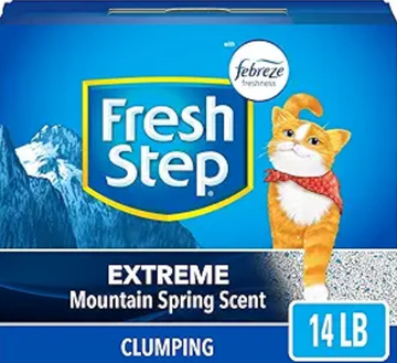 Fresh Step Clumping Cat Litter with Febreze, 14 lbs, Extreme Mountain Spring Scent